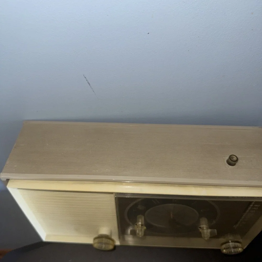Vtg MCM Sears Silvertone 5036 'Magic Glow' AM Vacuum Tube Alarm Clock Radio Read